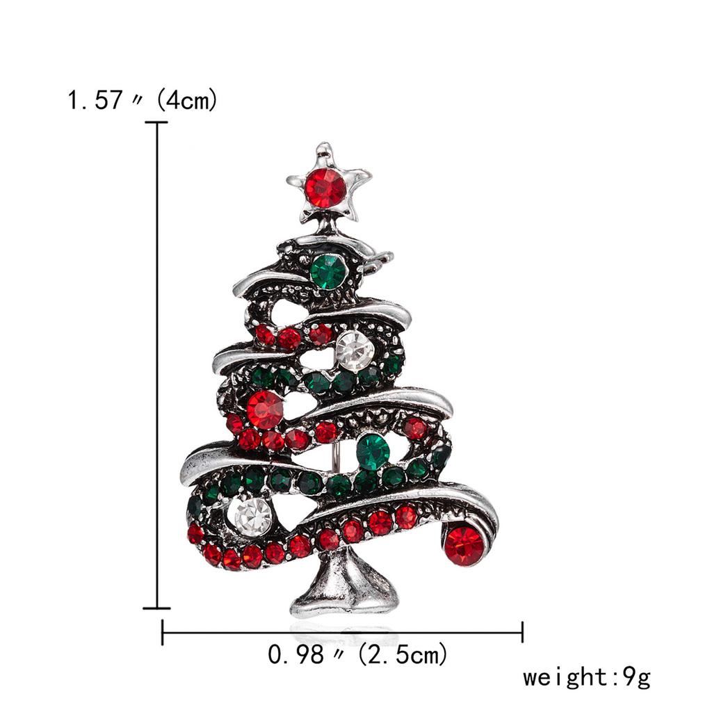 Rinhoo Green Enamel Christmas Tree Brooches For Women Vintage Colorful Rhinestone Xmas Tree Pins Fashion New Year Party Jewelry