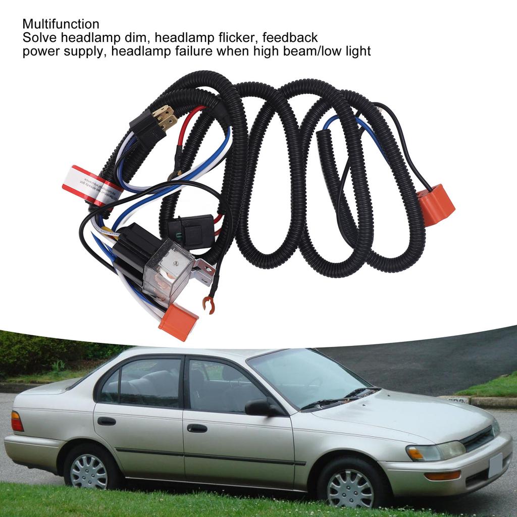 H4 Headlight Relay Harness Plug and Play H6054 7x6 LED Headlights Wiring Harness Kit for Tacoma 1988‑1995