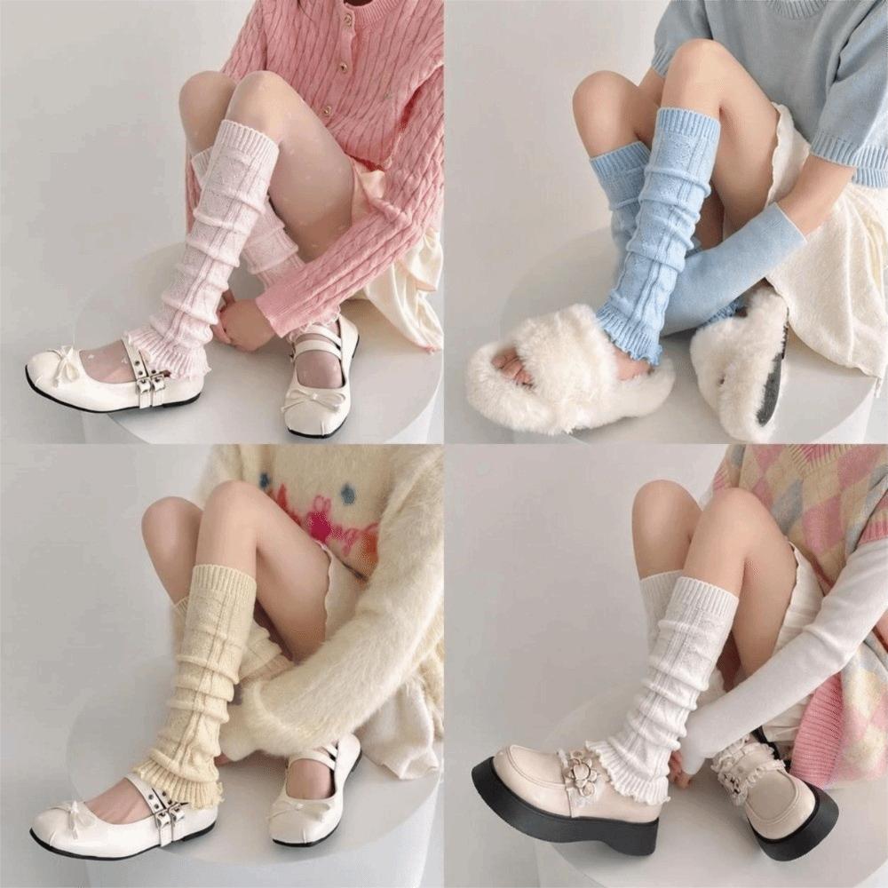 Lolita Fashion Stacked Socks Knitted Foot Cover Leg Cover Socks Leg Warmers  For Women Girls