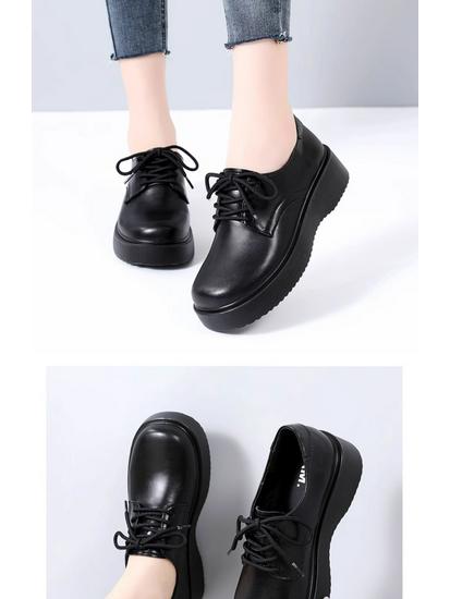 Specht Damen Mokassins mit weicher Sohle aus Leder - Neue 2025 Herbstschuhe im britischen Stil, lässig, schwarz