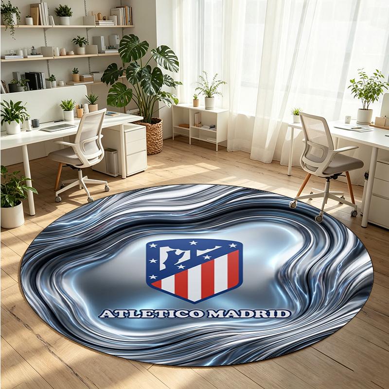 Atletico Madrid Printed Round Crystal Velvet Rug Soft Non Slip Floor Carpet For Bedroom Holiday Gift
