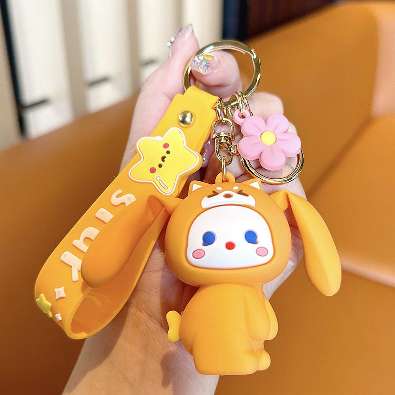 Unzip And Pinch Le Bunny Keychain, Cute Car Key Pendant, Exquisite Girls Bag Pendant Key Ring.