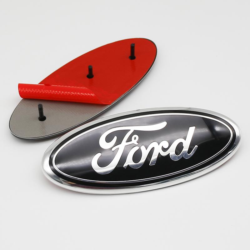 LLC3 22.5cm 3 Fixed Car Front Grille Emblem Stickers Rear Trunk Decal Replacement Accessorie For Ford F150 Edge Escape Transit Fusion