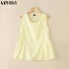 VONDA Women Summer Sleeveless Solid Color Casual Tank Tops