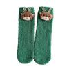 1 Pair Plush Christmas Socks with Non-Slip Grip Festive Holiday Floor Socks Soft Warm Fleece Stockings Gifts for Kids Adults