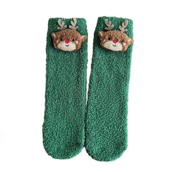 

1 пара плюшевых рождественских носков с нескользящей подошвой, праздничные напольные носки, мягкие теплые флисовые чулки, подарки для детей и взрослых Elk