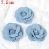 3/5Pcs 3.5/4.5/5/7/7.5CM Denim Artificial Blue Fabric Camellia Flower for Wedding Decor Women Handmade Cloth Corsage Accessory