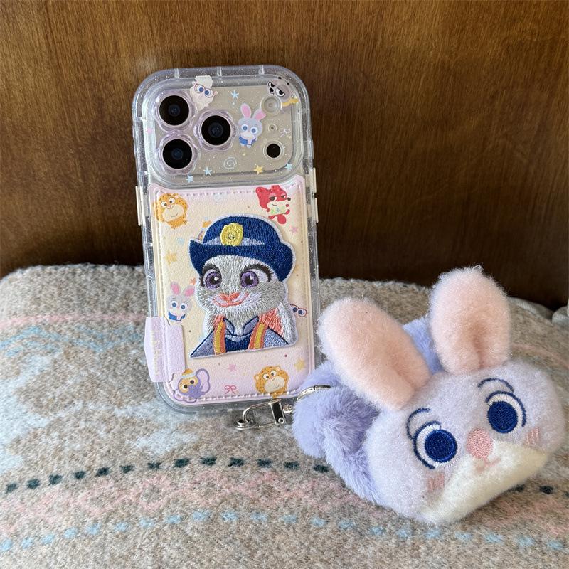 Cartoon Embroidery Judy & Nick Phone Case for iPhone 17/16 Pro Max/15/14