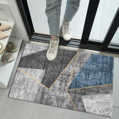 Simple Geometric Design Floor Mat For Entrance Toilet Washing Room 40x60/50x80/60x90/80x120cm Hypoallergenic Flannel Ultra Lghtweight Bath Rug