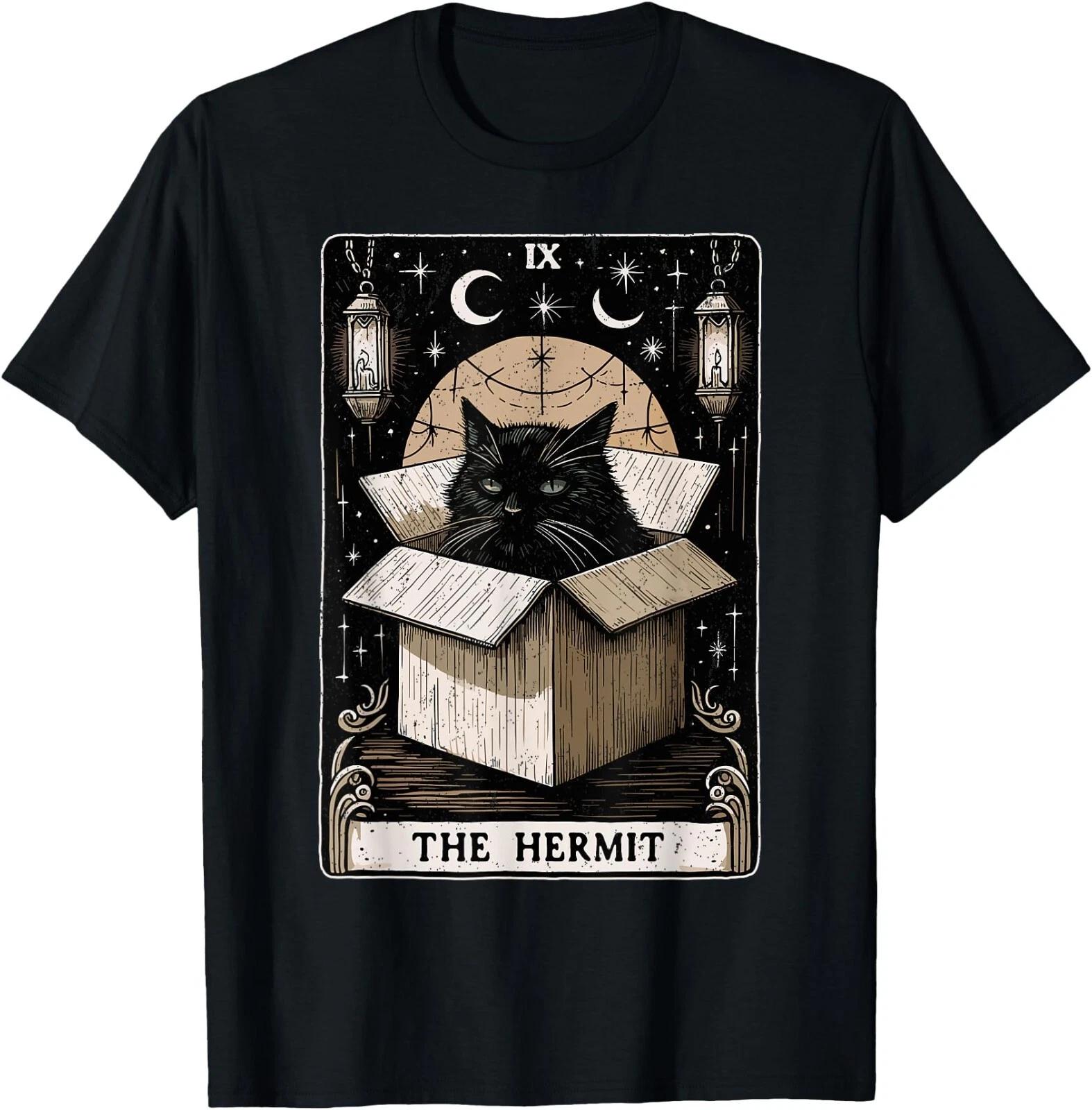 The Hermit Tarot Card Cat Lover Funny Cat T-Shirt , Hot Tees XL