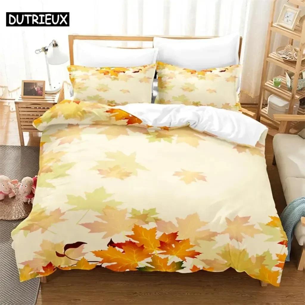 Leaf Quen Maple Leaf Beding Set For Bedrom Soft Modern Bedspreads Comefortable Children Kids Soft Duvet Cover Comfortable Quilt Cover And Pilowcase
