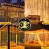 Outdoor Solar Curtain Light 3x3M 300Leds Holiday Decorations Garland 8 Modes Halloween Christmas Party Decor String Lights