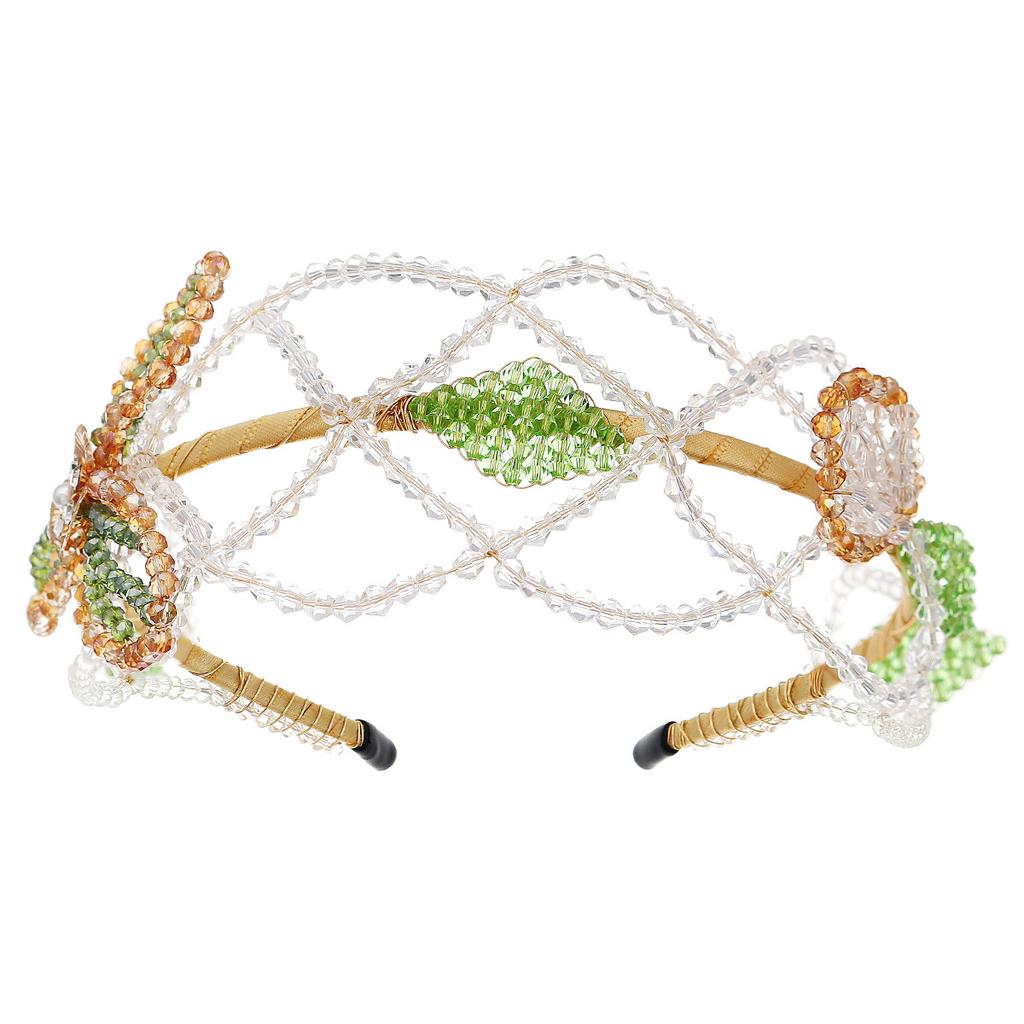 Korean Small Fragrant Style Hair Hoop Ins Internet Celebrity Hair Accessories Women's Prom Wedding Headband Fashion Grid Crystal Handmade Hair Hoop
