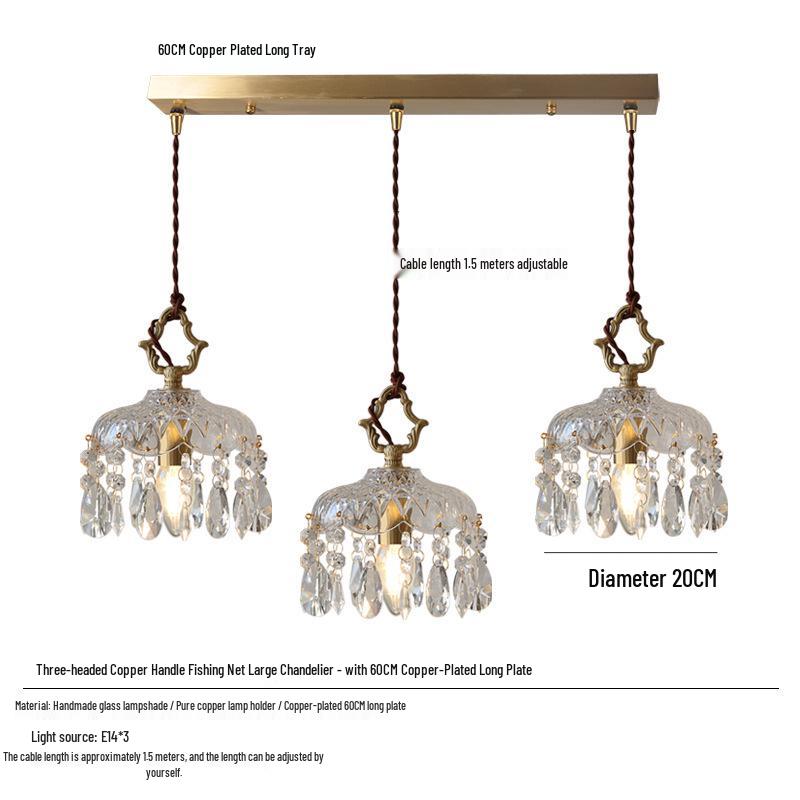 American Retro Crystal Chandelier for Hallway, Bedside, Balcony, and Cloakroom.