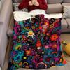 Cosmic Hue Flannel Blanket Warm Soft Halloween Christmas Couch Warm Cozy Decorative Decor Gift for All Season