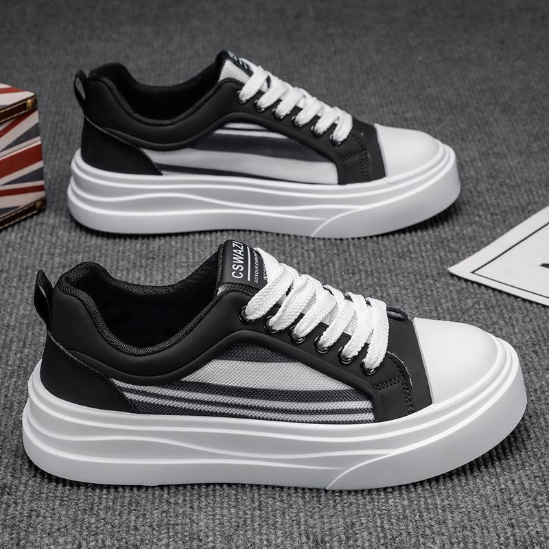 Trendy značkové pánské boty léto nové lehké prodyšné sportovní ležérní boty všestranné šněrovací barevně sladěné ležérní plátěnky