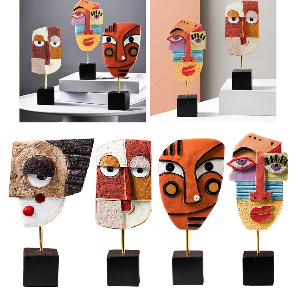 Creative Face Art Statue Sculpture Resin Crafts Figurine Abstract for Living Room Ornament Home Office Desktop Decoration Gift
