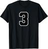 Number 3 Sports Team White Black Varsity Number T-Shirt