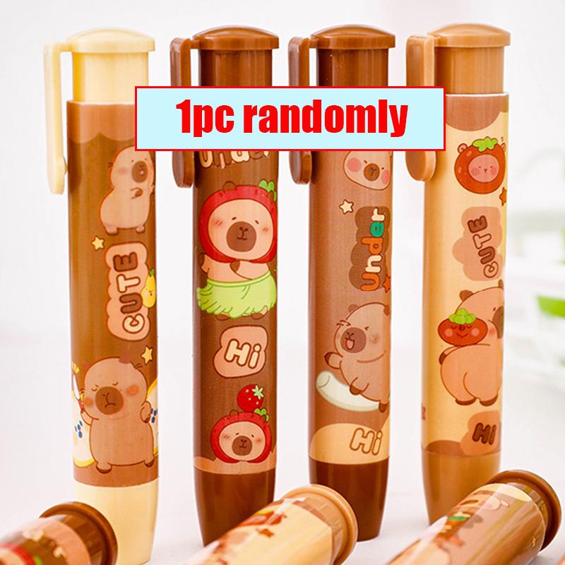 1pc Cartoon Capybara Push-pull Erasers Student Rubber Writing Drawing Eraser Creative Pencil Eraser School Supplies Stationery