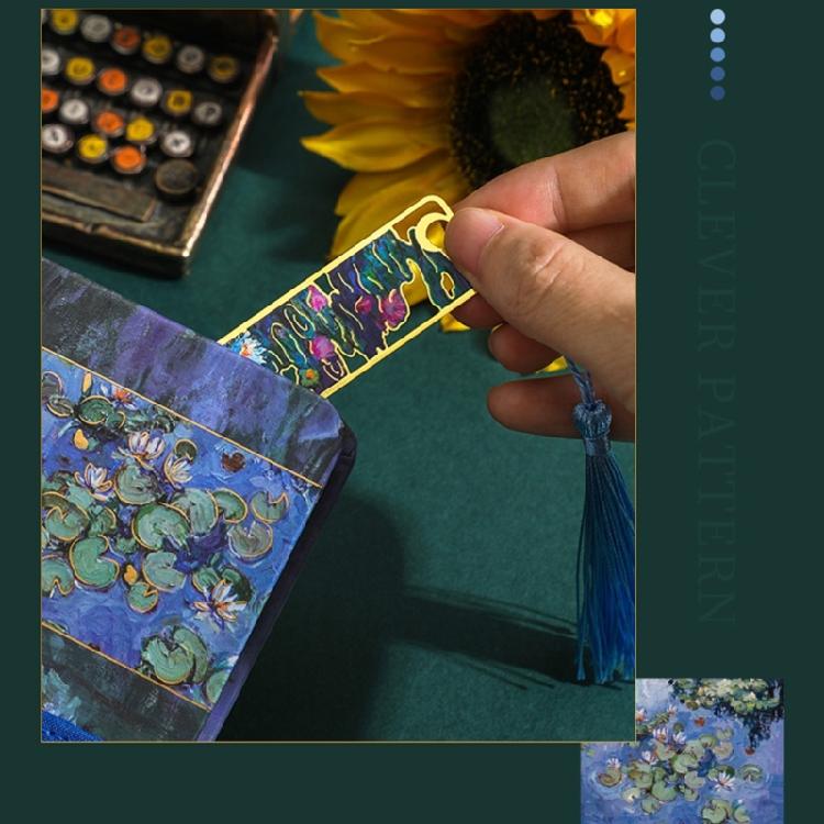 4Pcs Vintage Oil Painting Themed Bookmarks with Tassels Hollow Metal Bookmarks Book Page Marker for Teacher Reader