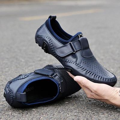 FashionNew Loafers Genuine Leather Slip On Casual Men Shoes Brand Blue Lofer Man Mocasines Hombre Breathable Flats Summer Male Footwear