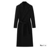 Womens Elegant Wool-Blend Oversized Trench Coat Black Longline Style With Tie Belt 2025