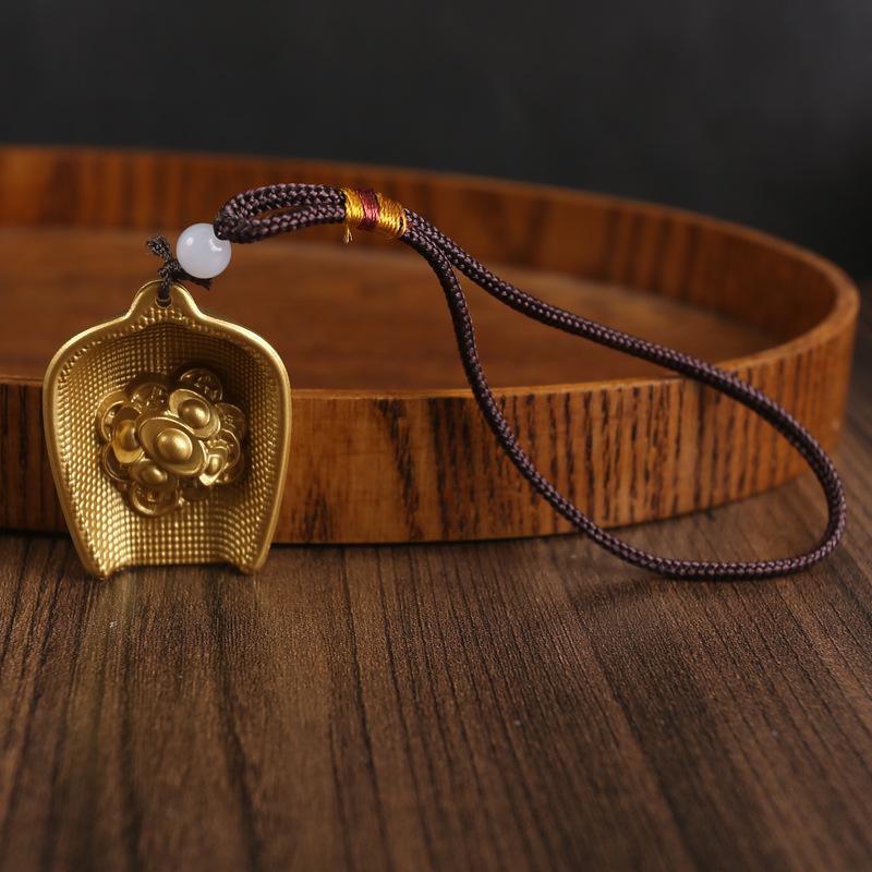 Brass Dustpan Hand Handle Keychain Pendant Creative Bag Men and Women Ingot Dustpan Pure Copper Pendant Car Pendant