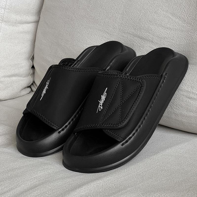 Hausschuhe Herren Sommerbekleidung Internet-Berühmtheit High-End Plateau-Hausschuhe Outdoor Casual Rutschfeste Sandalen 471288 schwarz-J