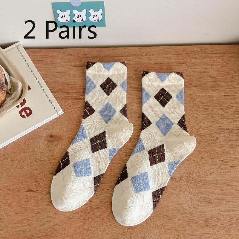 

2 pairs of Fall/Winter Boneless Socks for Children Featuring Cartoon Dog, Fine-Combed Cotton Women s Mid-Calf Student Socks 2 pairs
