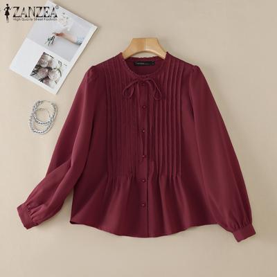 Camicetta casual da donna a maniche lunghe e scollo tondo