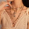 Multi-Layer Irregular Leaf Pendant Necklaces Vintage Colorful Beads Collarbone Chain Jewelry for Women