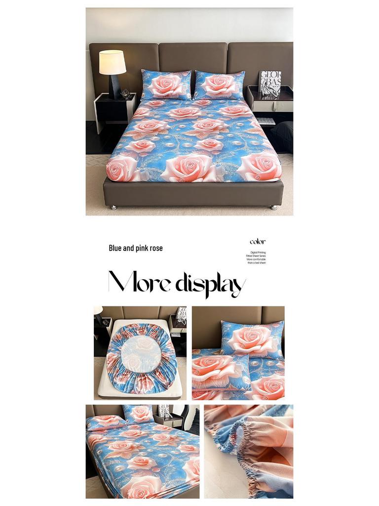 Cyfrowy nadruk kwiatowy 5D Zestaw poszewek na kołdrę z poszewkami na poduszki i prześcieradłem (Wielu rozmiarów)