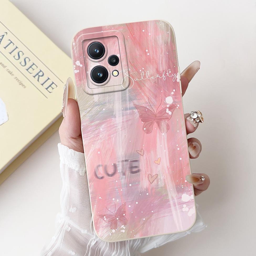 

For Realme 9 4G Case RMX3521 Silicone Cute Cat Fashion Butterfly Flower Love Painted Shockproof Cover For Realme 9 4G Phone Case Realme 9 4G
