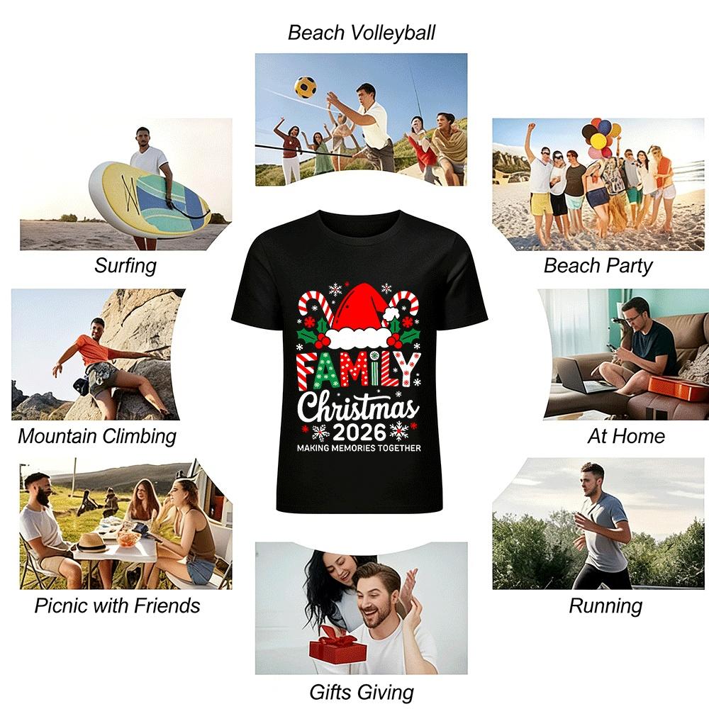 Natale in Famiglia 2026 Creare Ricordi Insieme Magliette Abbinate T-shirt in Puro Cotone