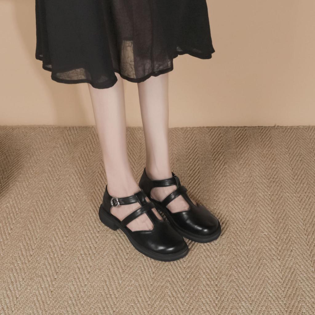 Women's shoes summer women's 2025 French not tired feet single shoes fashion Roman hollow Mary Jane shoes women's bag head sandals