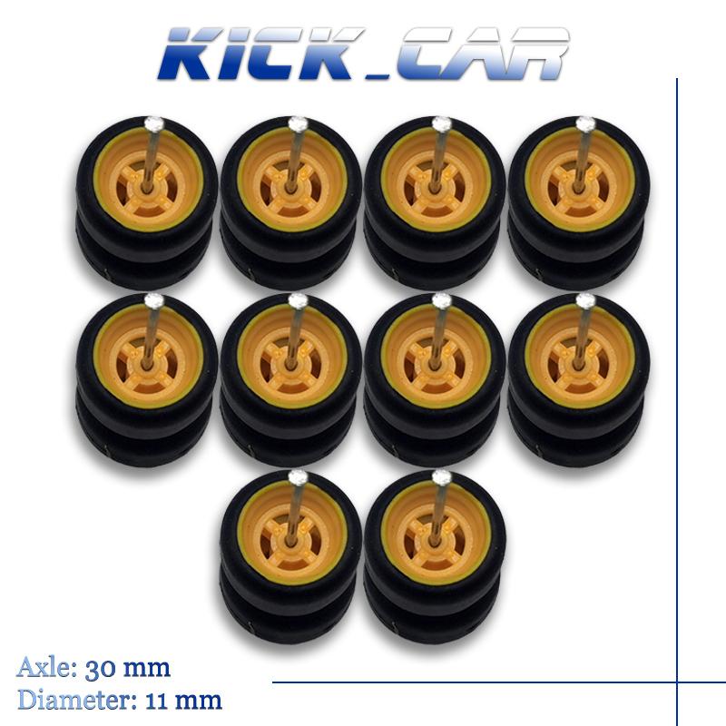 1/64 Wielen Met Vaste Rubberen Banden Vier Spaaks Voor Speelgoedmodel Diecast Auto's Refitting Onderdelen Voor Hotwheels (5 Sets Voor 5 Auto's)
