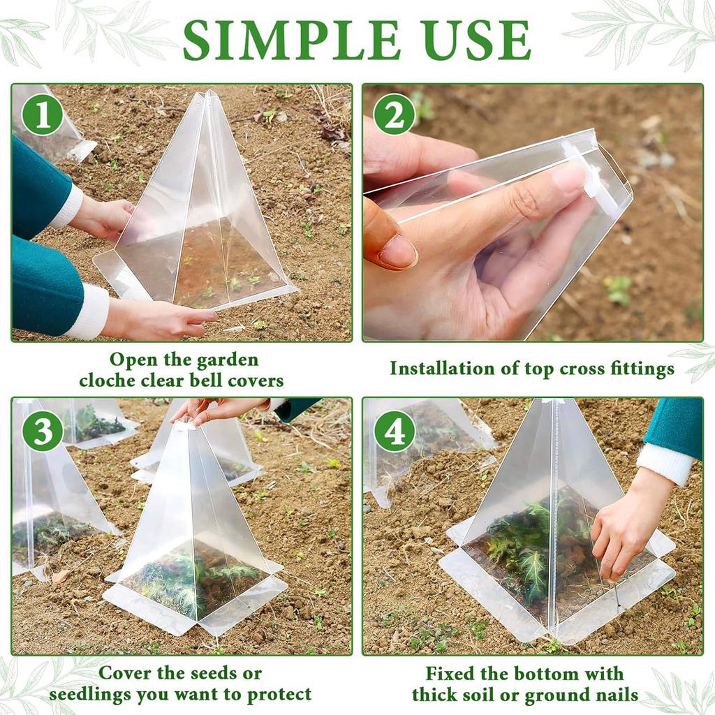 Plastic Small Plant Seedling Protector Cone Shape Greenhouse Protect Cover Suitable for Gardens Balconies