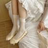 Sock-style Vertical Stripe Cake Edge, Mid-length Women's Socks, No-knit Small Bud Edge, Pile-up Socks, Spring