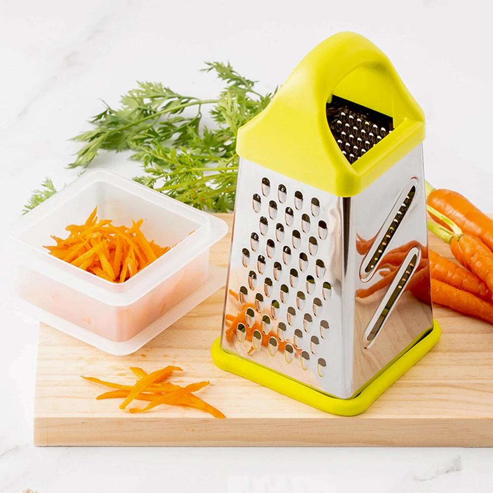 Four-Side Box Grater Cheese Grater with Container Stainless Steel Multipurpose Slicer for Vegetable Cutter Kitchen Accessorie