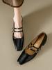 Women's Mary Jane Shoes 2025 Spring Autumn New Buckle Strap Luxury Leather Shoes Comfortable Square Toe Party Sexy Pumps