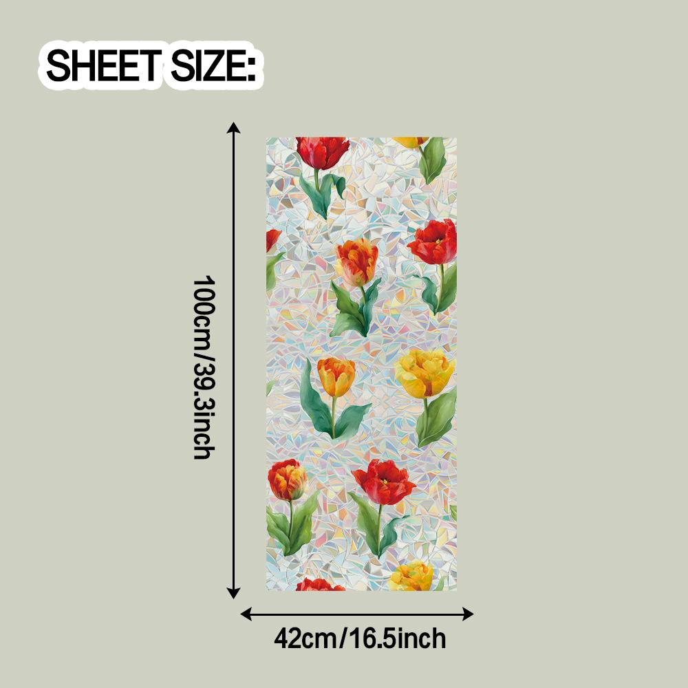 Laser-cut Romantic Tulip Home Decorative Electrostatic Adhesive Glass Decal