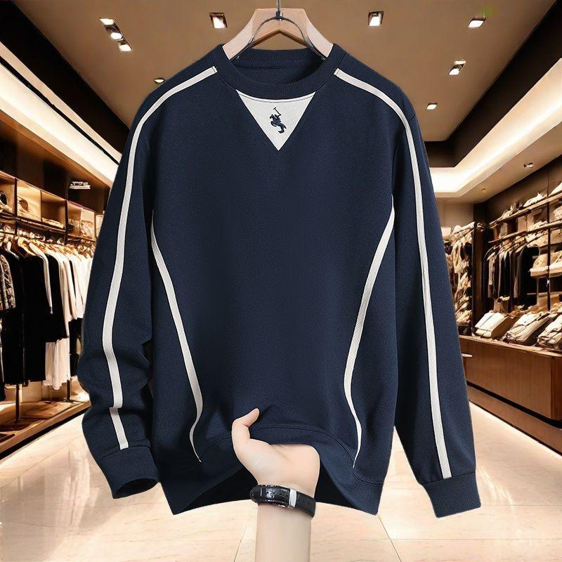 Men s 2025 Autumn Embroidered Hoodie - Versatile Round Neck Long Sleeve Pullover 4XL (175-190 jin)