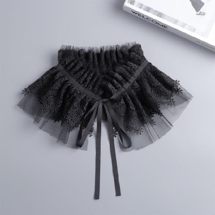 Detachable Ruffle Collar and Cuffs Lace Embroidered Accessory Set for Shirt Dresses Costumes and Event Wear Set