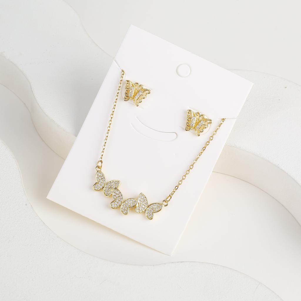 6 Styles New Fashion Zirconia Butterfly Insect Jewelry Set Necklace Earrings Temperament Women Girls Party Jewelry Birthday Gift