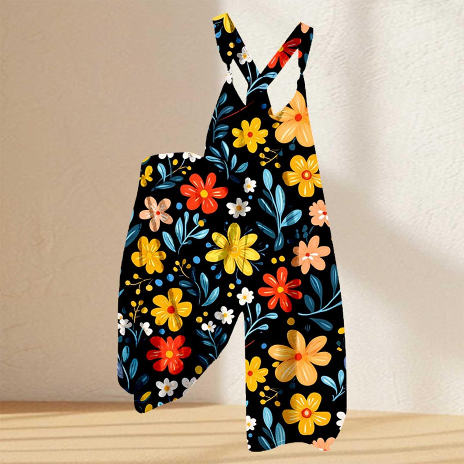 

Женский комбинезон с цветочным принтом, повседневный свободный комбинезон из хлопка и льна XXXL красный