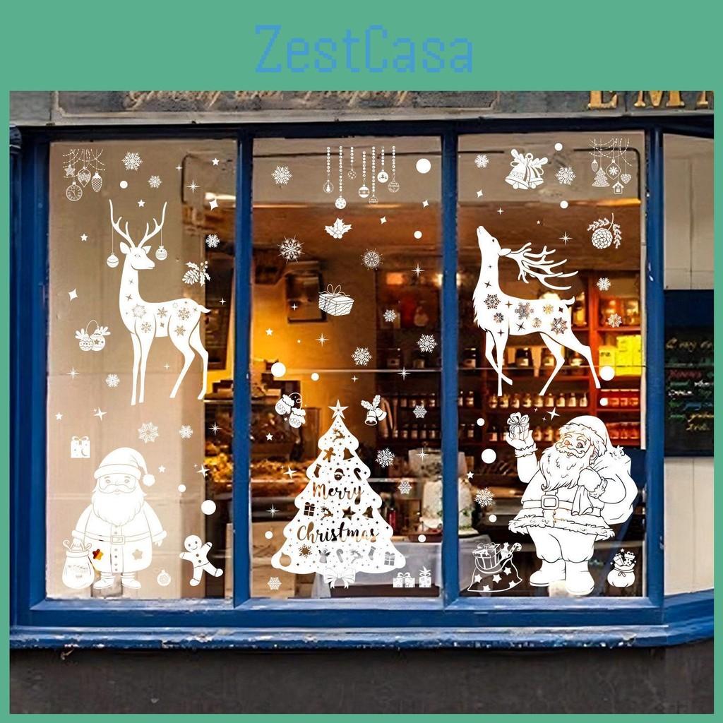 Christmas Clings Window Pvc Reindeer And Snowflake Decals Set Holiday Decoration