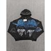 FolwStreet Streetwear Druck Y2K Kapuzenpullover Herren Damen Reißverschlusstasche Kapuzenpullover