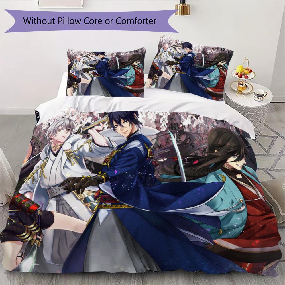 Tōken Ranbu Pattern Bedding,Quilt Set Quilt Cover Pillowcase Home Birthday Gift (1*duvet cover+2*pillowcase,without core)FSJT261012060