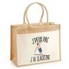 Beach Bag - PLANETEE - Jute with Slackline Pocket "I Can't" - Cotton - Multicolored - 43 X 33 Cm