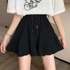 Summer Shorts Skirts Women Elastic High Waist Casual Wide Leg Shorts Korean A Line Loose Mini Skirt Black Short Pants